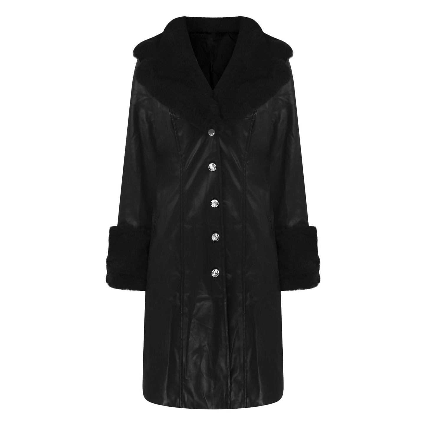 Women's Long PU Leather Coat