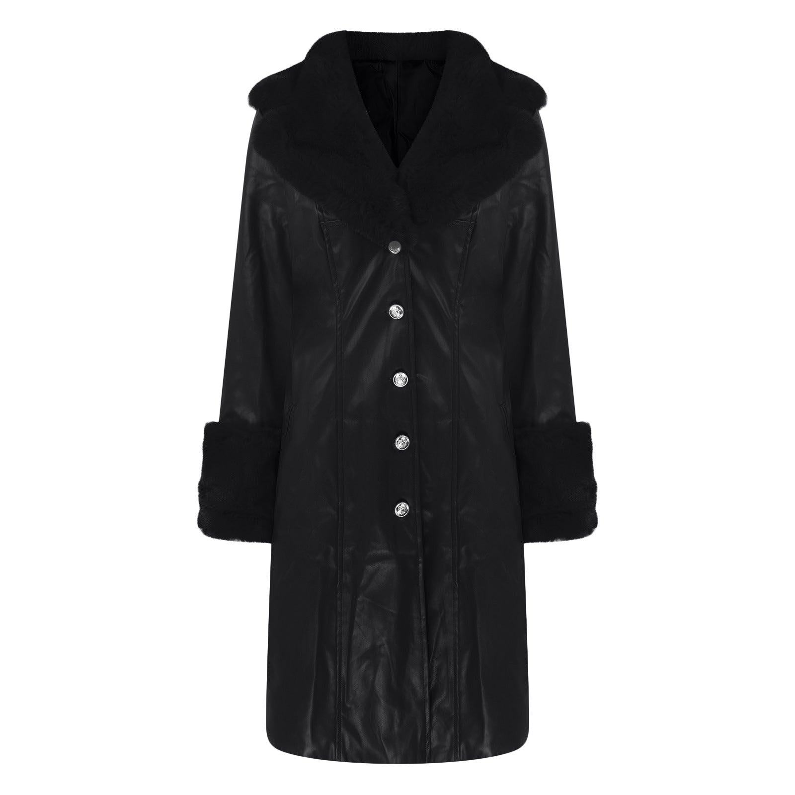 Women's Long PU Leather Coat