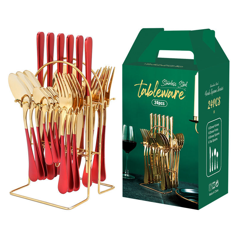 Stainless Steel Knife, Spoon & Fork Utensil Set Gold Dinnerware Set Stainless Steel Tabl | Ectron Online