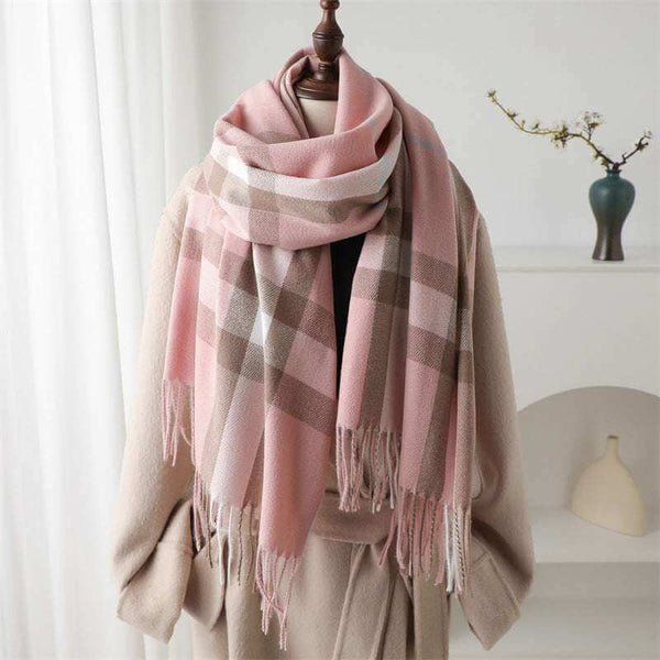 Unisex Cashmere-Like Plaid Warm Shawl Scarf