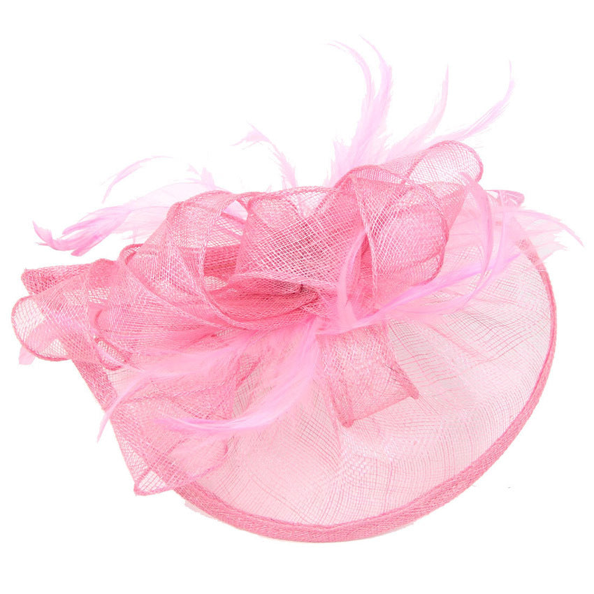 Hemp Yarn Feather Hairpin – Elegant Bridal & Banquet Accessory Hemp Yarn Banquet Net Top Hat Bridal Fea | Ectron Online
