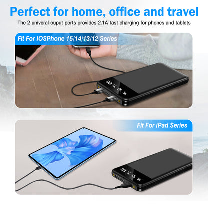 10000mAh Ultra Slim Power Bank | Portable Dual USB Charger with LED 1Pc 10000mAh Power Bank Portable Ultra S | Ectron Online