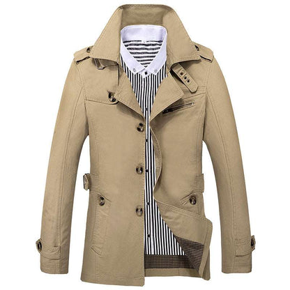 Men's Fashion Casual Solid Color Trench Coat - Classic Slim Fit Jacket Men's Fashion Casual Solid Color Trench | Ectron Online