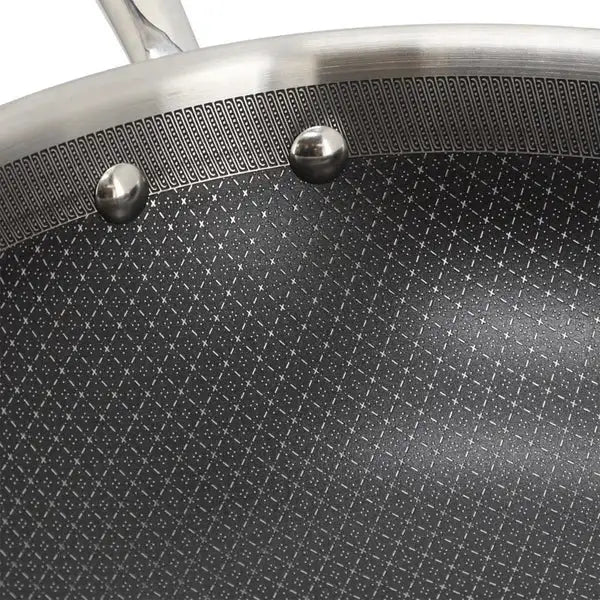 Better Chef 12.5-Inch 3-Ply Stainless Steel Nonstick Wok With Lid