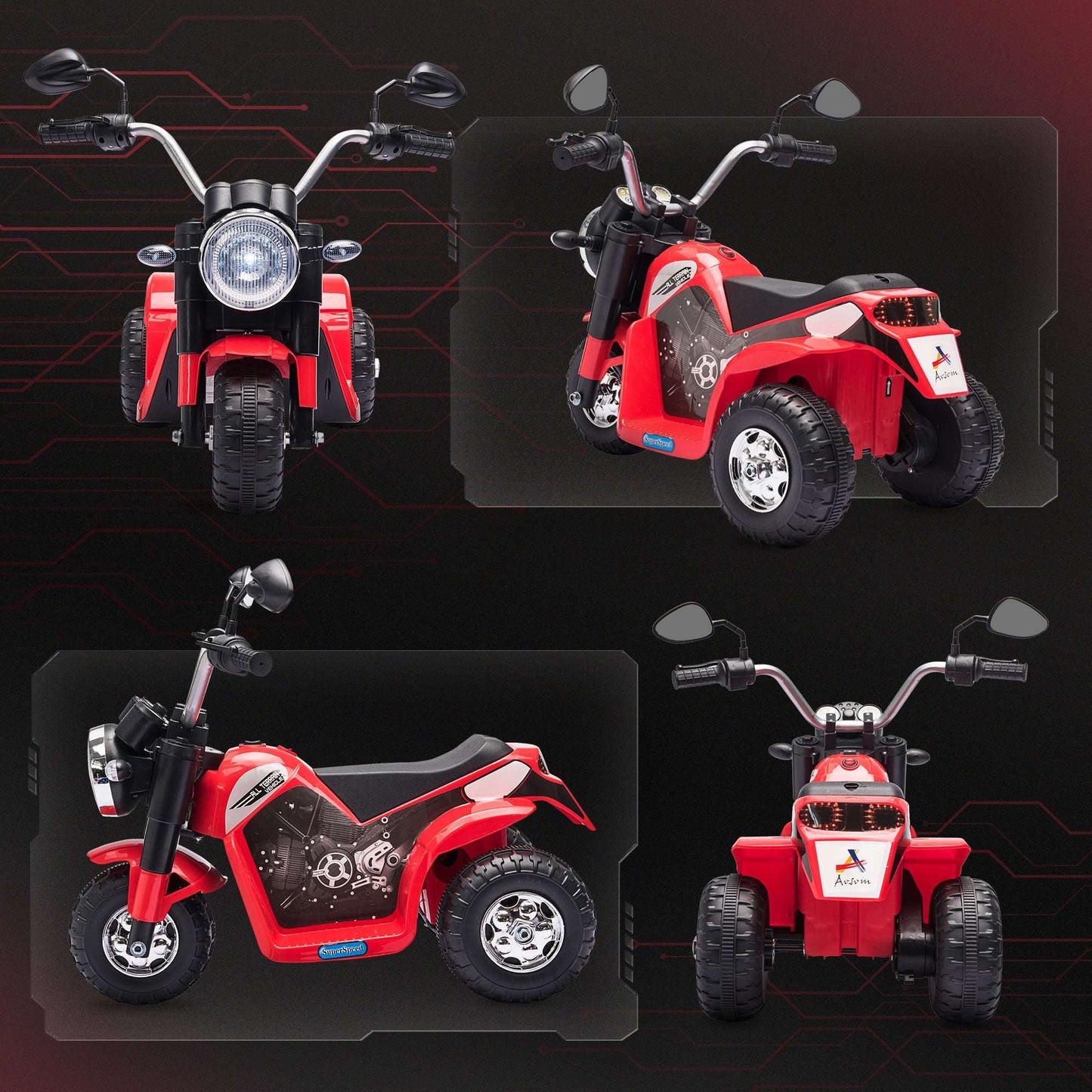 12V Kids Electric Motorcycle - 3-Wheel Ride-On with Headlights Electric Motorcycle for Kids | Ectron Online