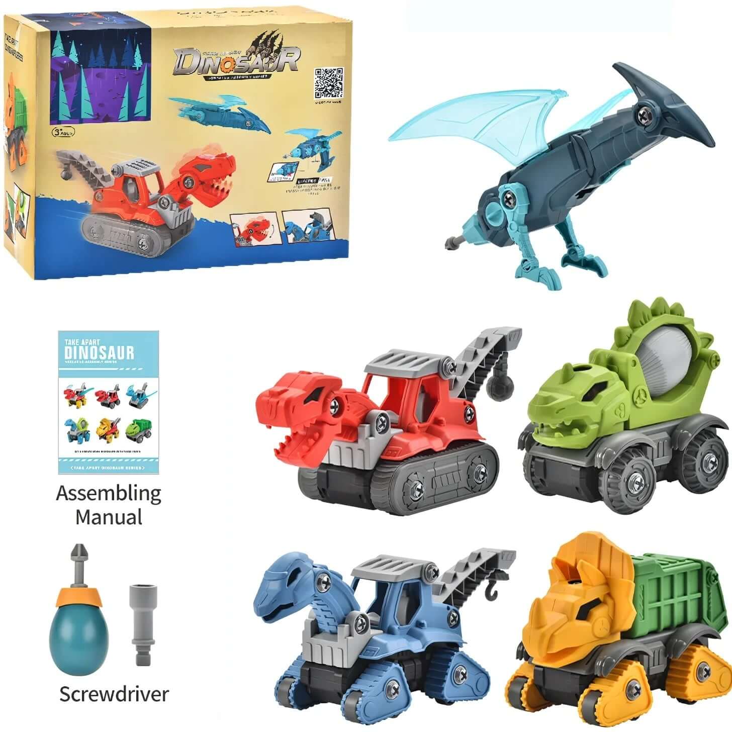 5-Pack Take Apart Dinosaur Toys with Electric Drill 5 Pack Take Apart Dinosaur Set With Elec | Ectron Online