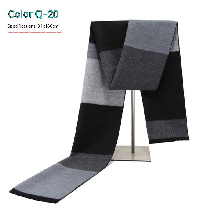 Men's Striped Winter Scarf Men's Striped Winter Warm Artificial Cas | Ectron Online