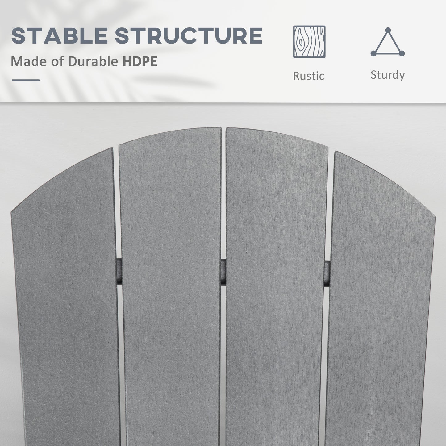 Light gray Adirondack rocking chair backrest with vertical slat panels
