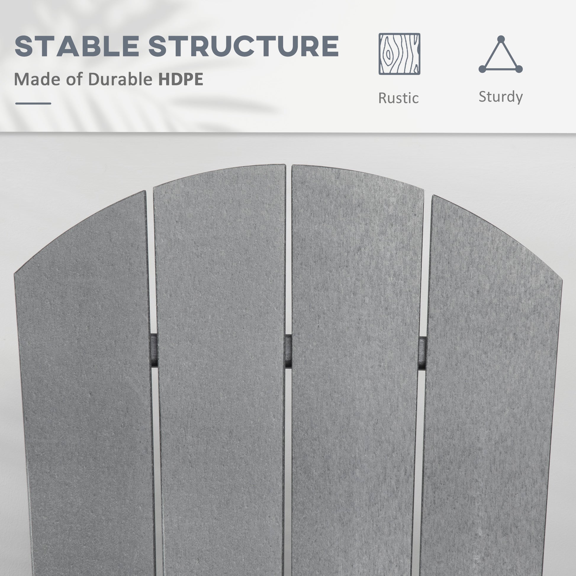 Light gray Adirondack rocking chair backrest with vertical slat panels