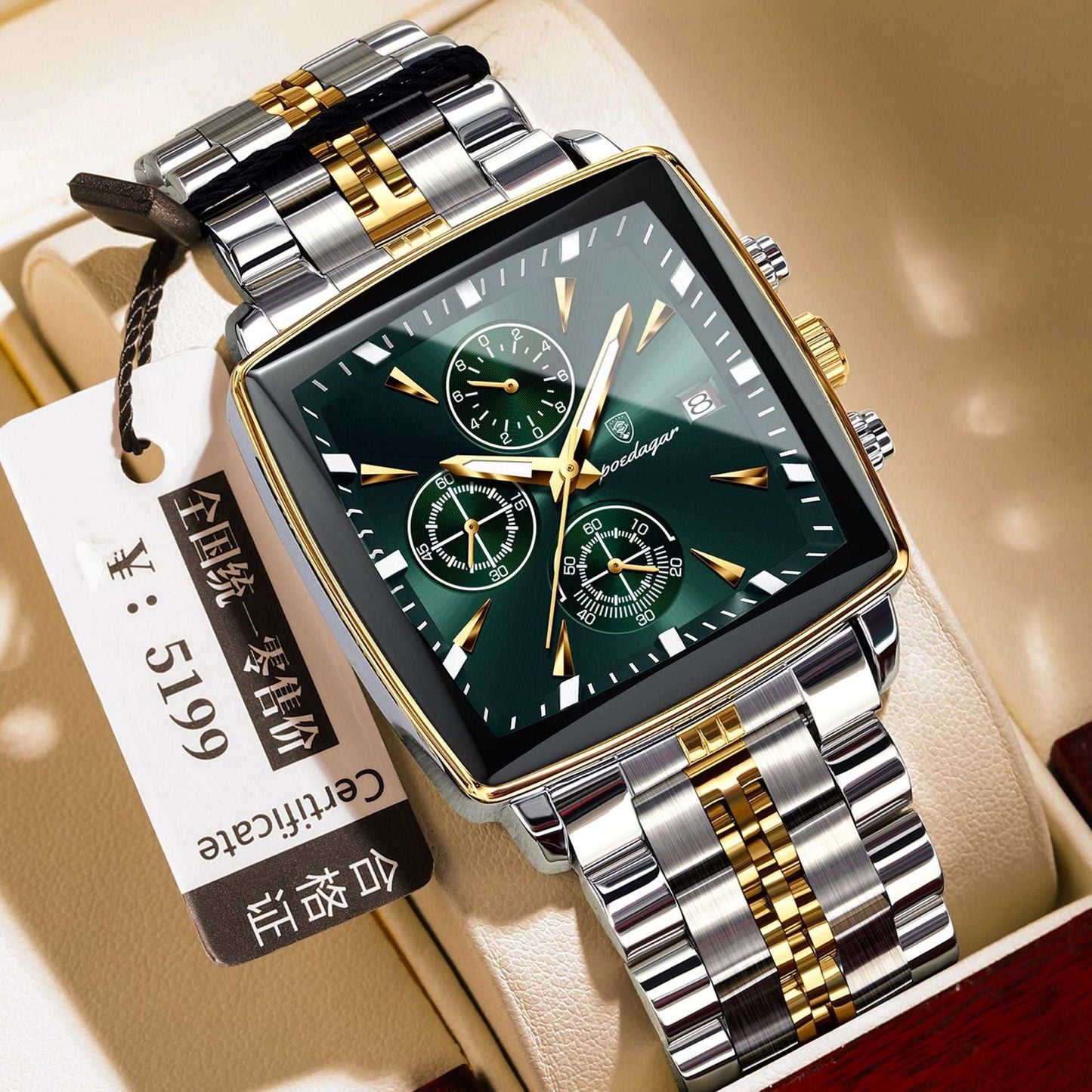 Men's Square Business Quartz Watch Square Men's Watch Multifunctional Busin | Ectron Online