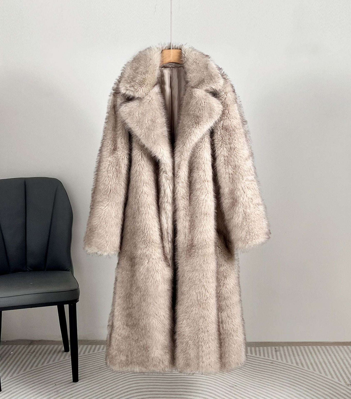 Extended Faux Fur Overcoat