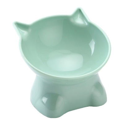 Nordic Style Pet Bowl Protective Cervical Kneeling High Foot Anti-tumble Plastic Oblique Mouth