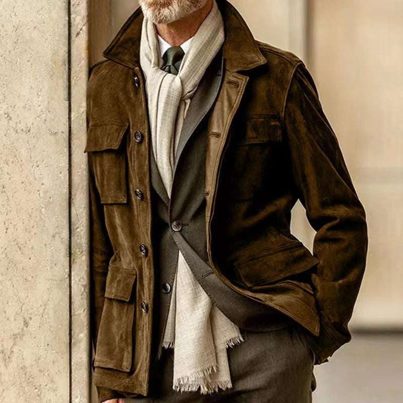 Men's Cowhide Leather Trench Coat Regular Men's Cowhide Casual Coat And Tr | Ectron Online