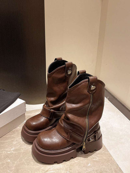 Fashionable All-match Thick Bottom Increased Vintage Martin Boots Fashionable All-match Thick Bottom Incre | Ectron Online