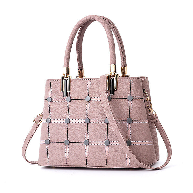 Rivet Accent PU Leather Handbag – Stylish & Spacious Tote Handbag rivet handbag | Ectron Online