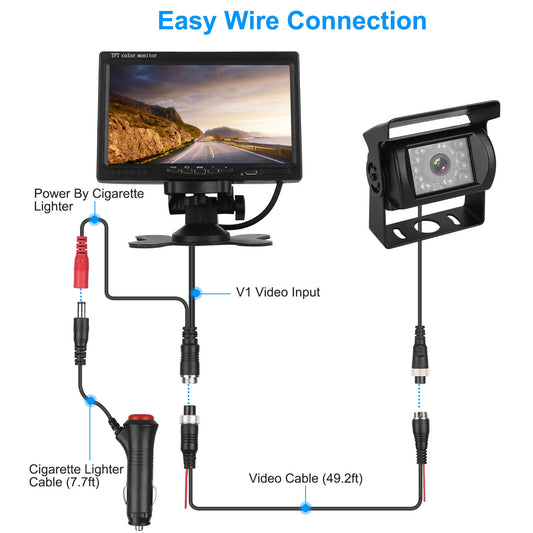 7" Screen Backup Camera System - IP67 1Pc 7In Screen Backup Camera System Vehi | Ectron Online