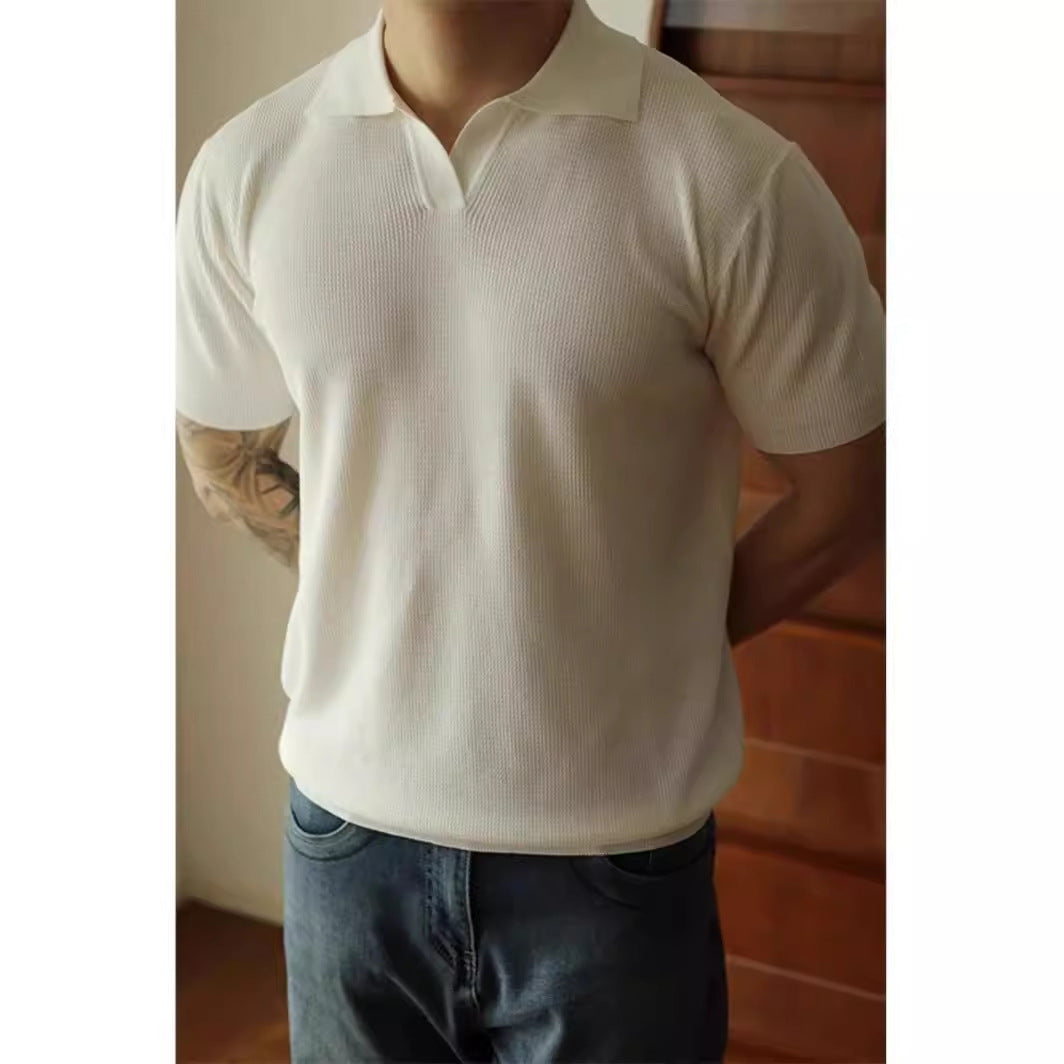 American V-neck Polo Shirt Men's Design Sense