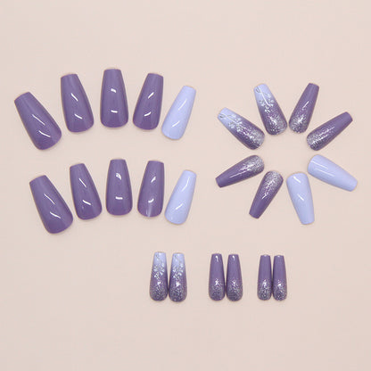 Press-on Ballet Nail Stickers Purple Vine Removable