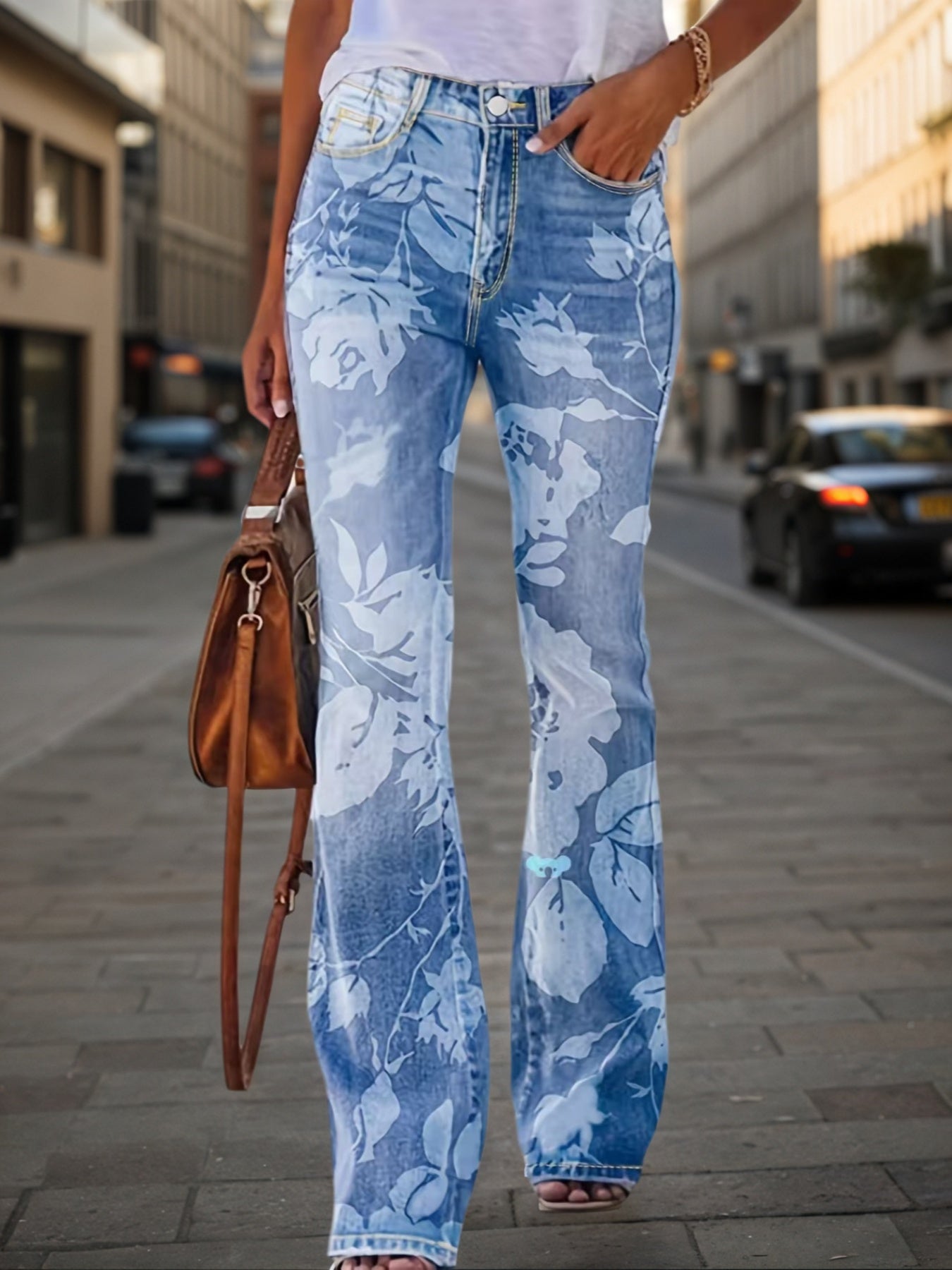 Women's Printed Denim Pants