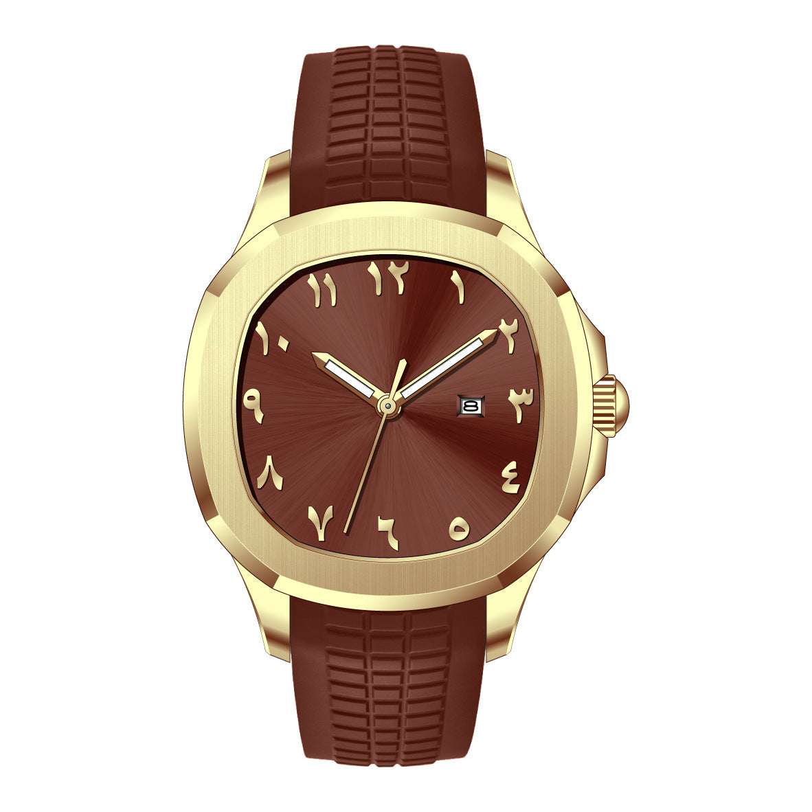 {{ brand }} Men's Grenade Silicone Watch Gold Nail Surface Gold Shell - Classic Grenade Silicone Band Waterproof