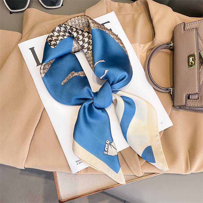Solid Color Square Scarf - Elegance & Style Artificial Silk Striped High-grade Korea | Ectron Online