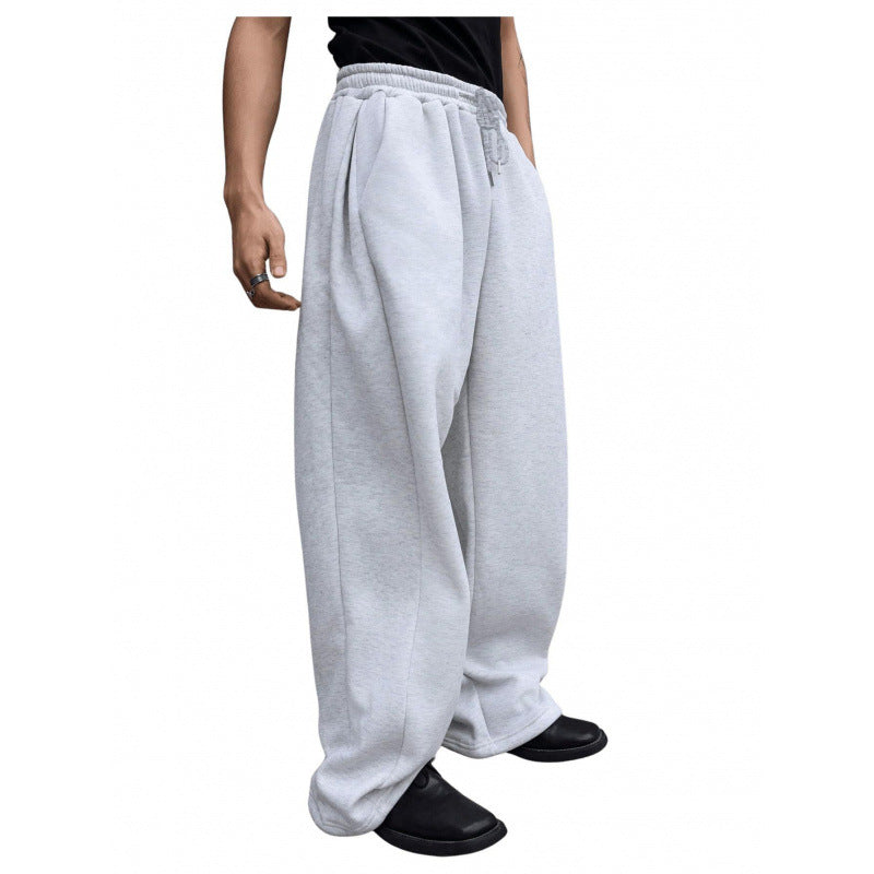 Men's Sweatpants with Waist Drawstring - Straight Loose Fit Trousers