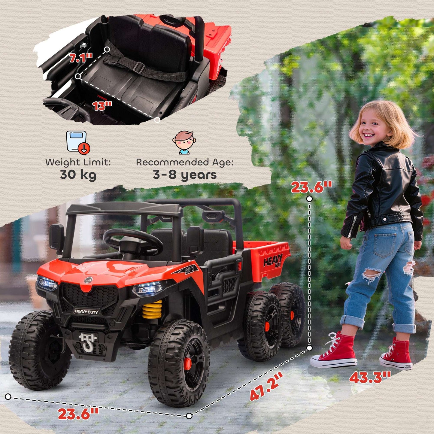 24V 6-Wheel Kids Ride On Dump Truck - 4WD Electric Utility Vehicle 24V 4WD Kids Ride On Car with 6 Wheels, | Ectron Online