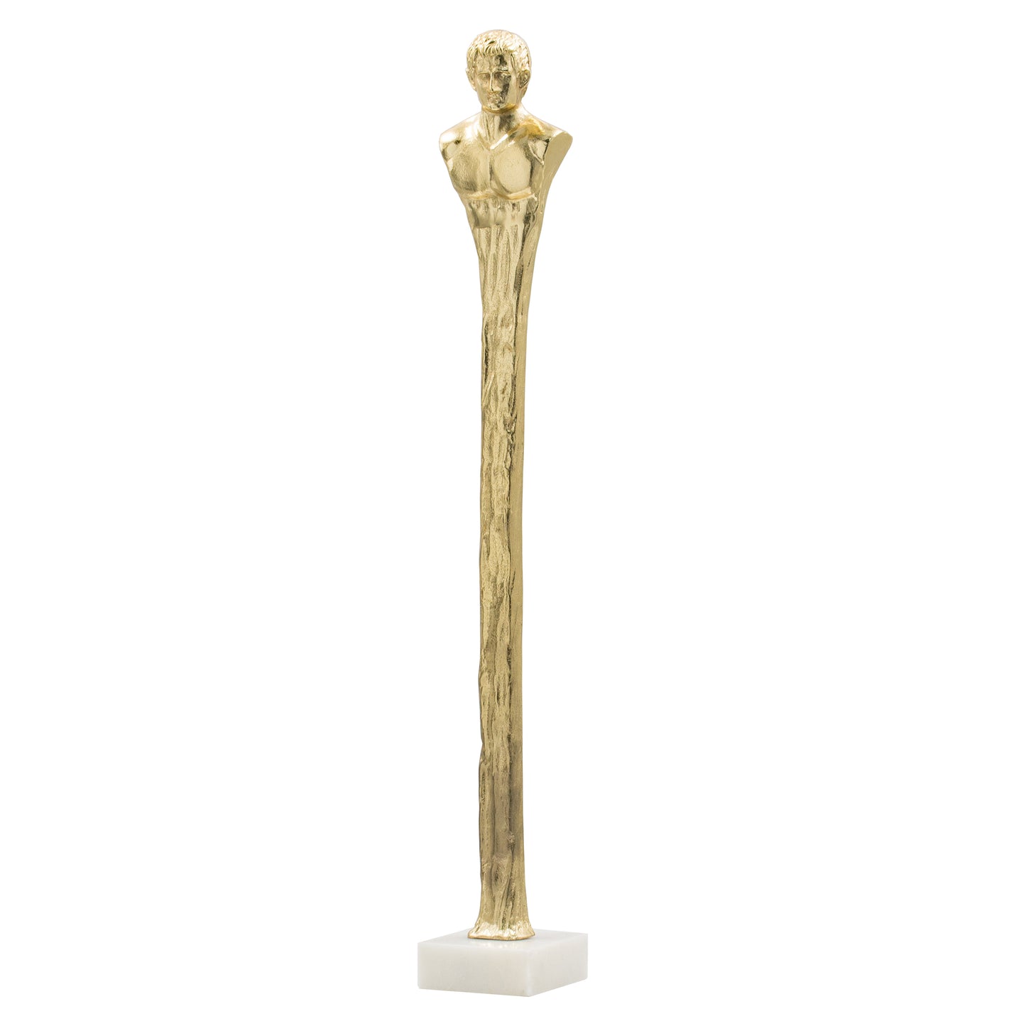 Elongated Gold Roman Statue - 32" Decor on White Marble Base
