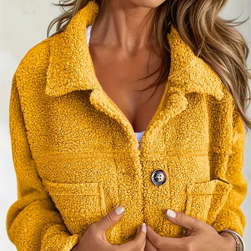 Women's Plus Size Sherpa Jacket | Warm Fleece Lapel Winter Coat