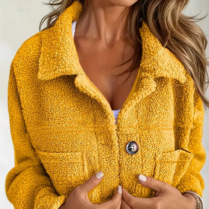 Women's Plus Size Sherpa Jacket | Warm Fleece Lapel Winter Coat Plus Size Women's Solid Color Sherpa Jac | Ectron Online