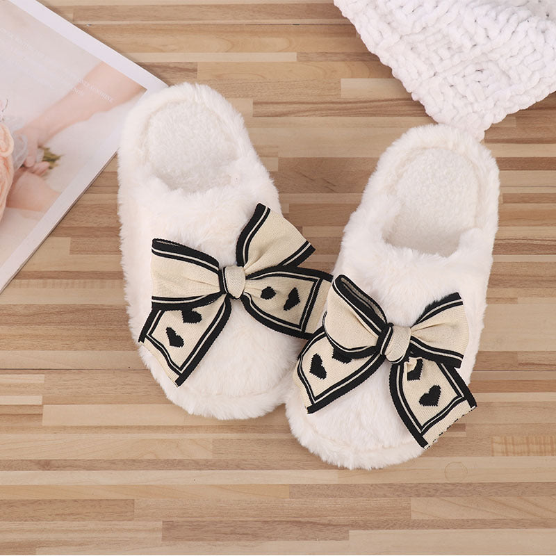 Ins Bow Slippers Home Fashion Warm Non-slip Floor Bedroom Slipper For Women House Shoes Ins Bow Slippers Home Fashion Warm Non-s | Ectron Online