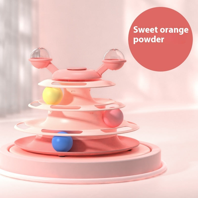 4 Levels Cat Toy Tower Turntable Roller Balls Toys Interactive Intelligence Pets Toys Training Track Puzzle Funny Games Accessories Pet Products