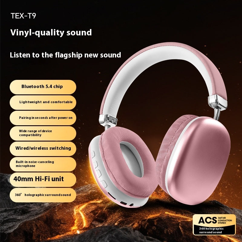 TEX-T9 Bluetooth Wireless Headphones | Over-Ear Head-Mounted Design