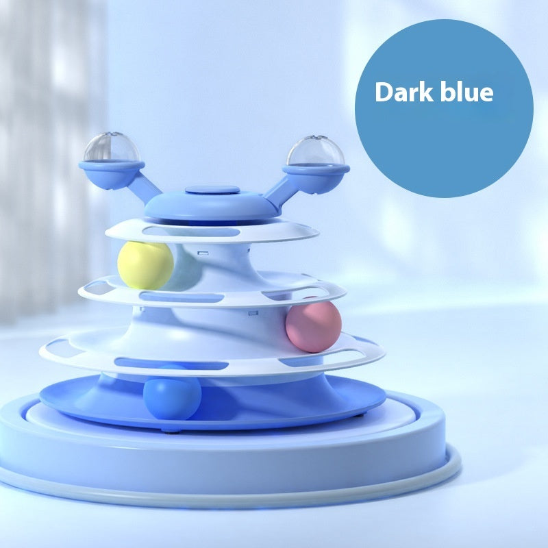 4 Levels Cat Toy Tower Turntable Roller Balls Toys Interactive Intelligence Pets Toys Training Track Puzzle Funny Games Accessories Pet Products