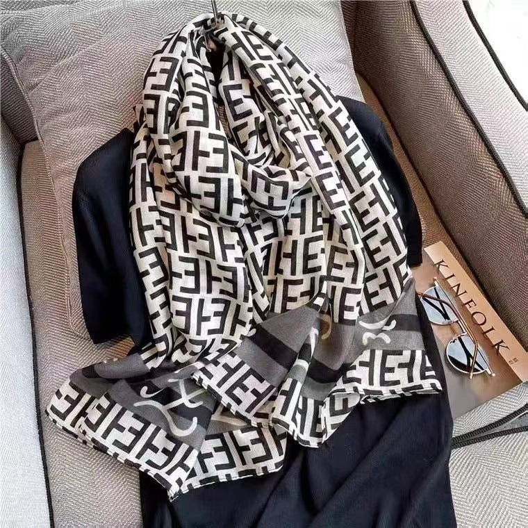 Printed Cotton And Linen Scarf Warm Outer Shawl