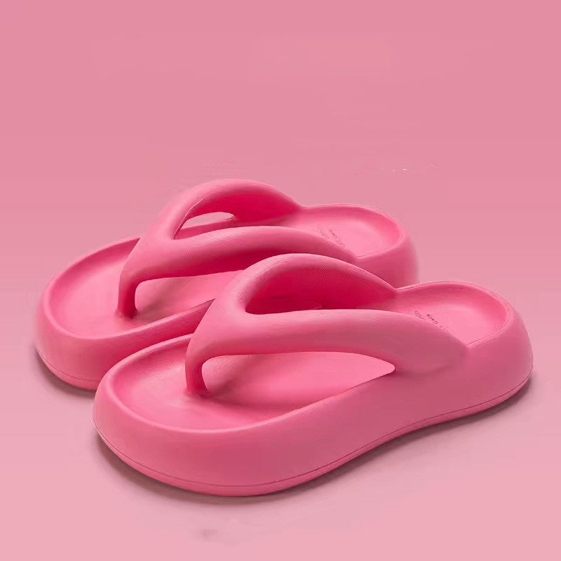 Solid Color Thick-soled Flip-flops Summer Indoor Outdoor Fashion Thong Sandals Casual Holiday Beach Shoes Solid Color Thick-soled Flip-flops Summe | Ectron Online