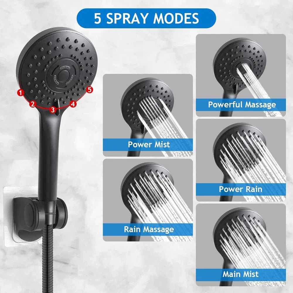 High Pressure Shower Head Combo | 8" Rain & Handheld Matte Black Set