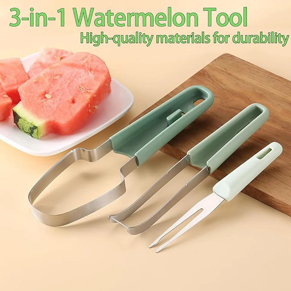 3-in-1 Watermelon Cutter & Slicer Tool | Stainless Steel Fruit Carver