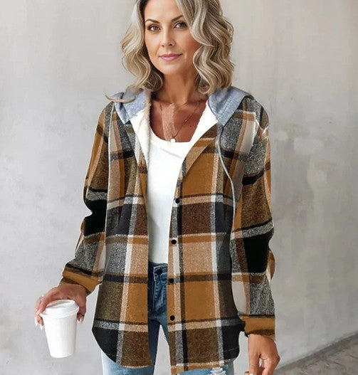 Women's Plaid Woolen Jacket with Large Checks Women's Large Checks Style Women's Woole | Ectron Online