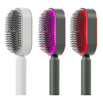 Self-Cleaning Hair Brush - One-Key Hair Removal & Scalp Massage Comb Self Cleaning Hair Brush For Women One-k | Ectron Online