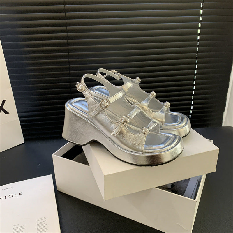 Women’s One-strap Muffin Sandals with Belt Buckle Women's One-word Muffin Sandals With Bel | Ectron Online