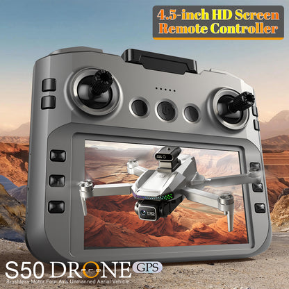 S50 PRO GPS Drone with 4.5" Screen Remote | 6K HD & Obstacle Avoidance S50 PRO GPS Drone With 2 Batteries, 4.5- | Ectron Online