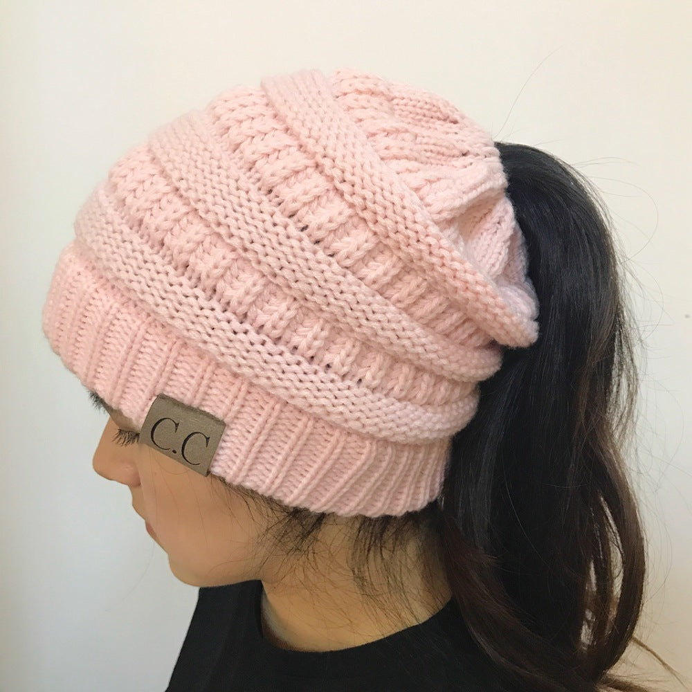 Knitted Ponytail Hat - Women's Fashion Wool Hat for Stylish Comfort Hats & Caps | Ectron Online