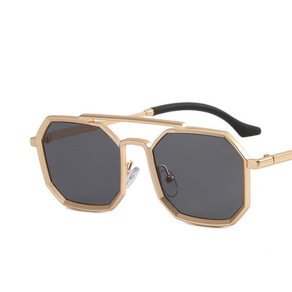 Ins Retro Polygonal Double Bridge Sunglasses