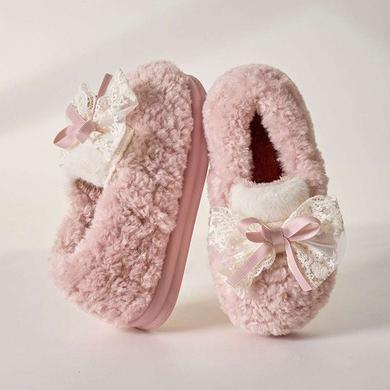 Women’s Autumn & Winter Cotton Slippers – Non-slip Bow Design Cotton Slippers Women's Autumn And Winte | Ectron Online