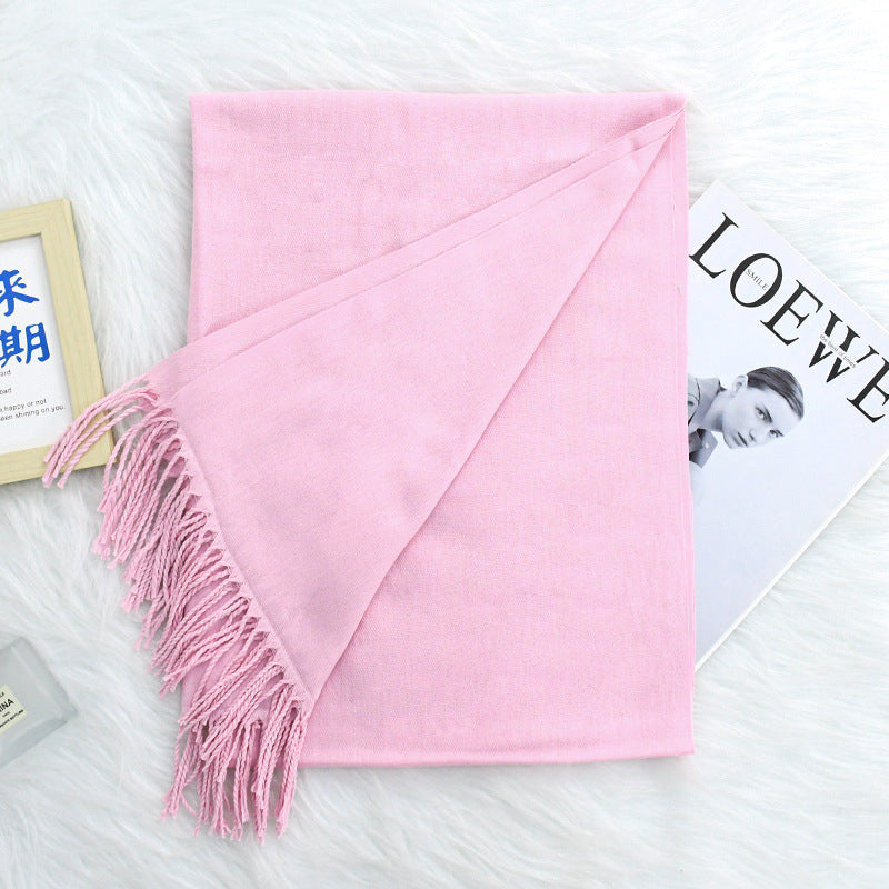 Luxurious Warm Tassel Scarf - Cashmere-Feel Meeting Accessory Annual Meeting Warm Cashmere Tassel Scar | Ectron Online