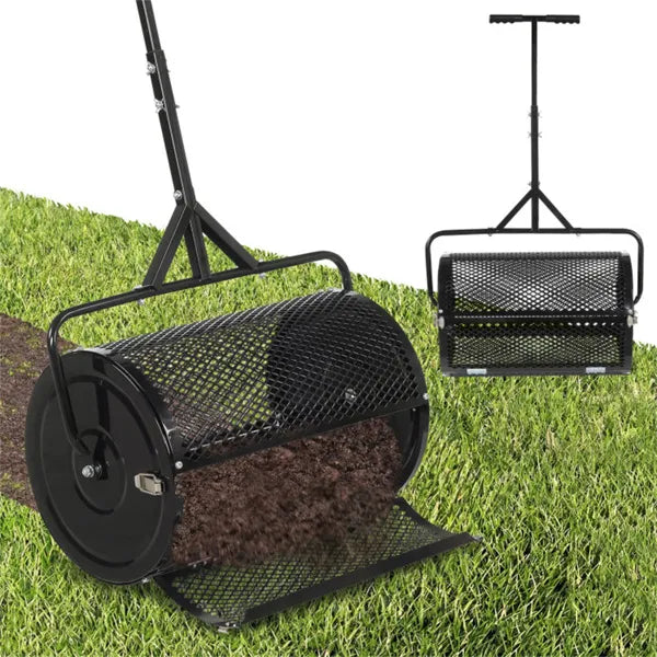 24" Lawn Topdressing Spreader | Compost & Fertilizer Mesh Roller