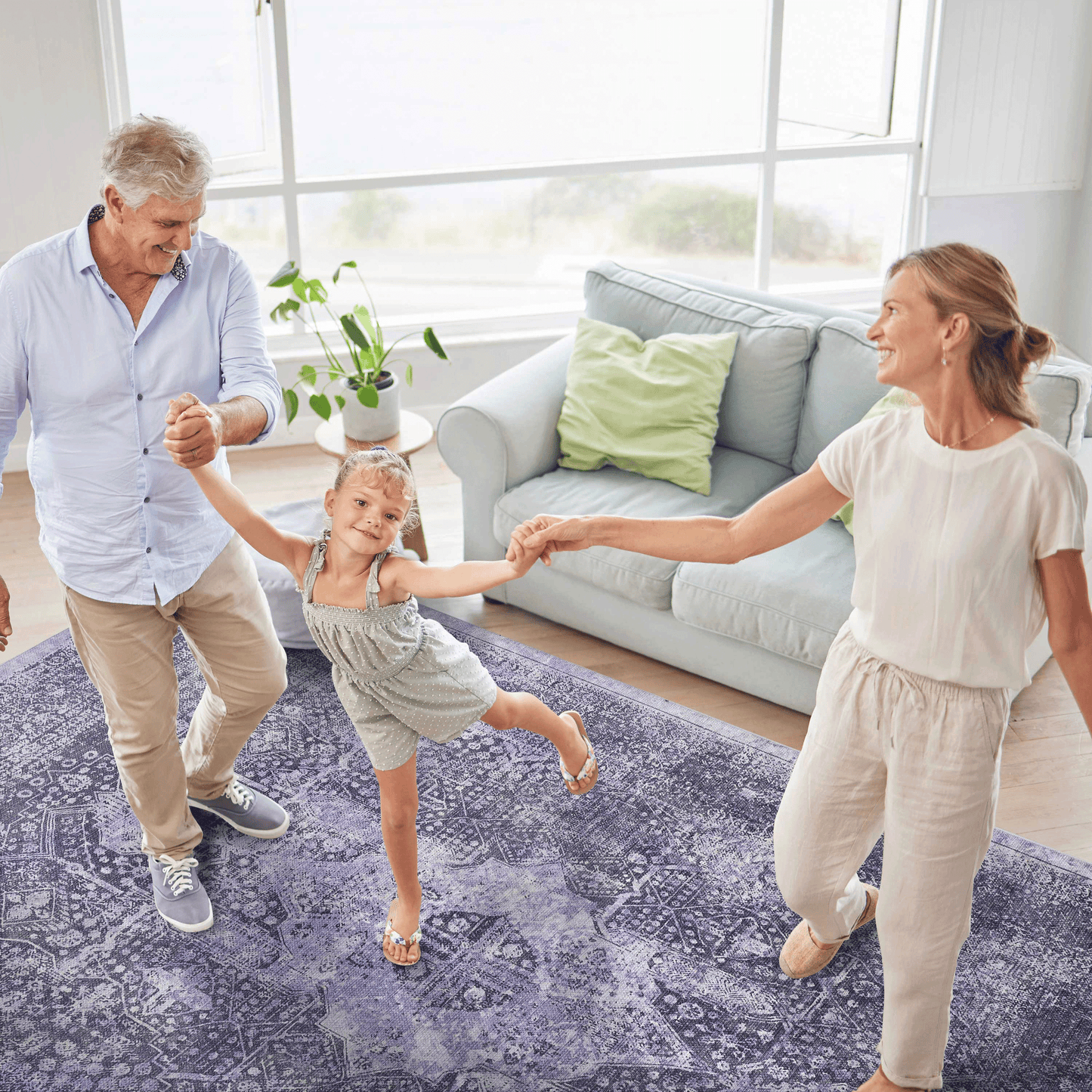 MAVAL Anthracite Washable Rug 8x10 Area Rug  Anthracite, 8' X 10'
