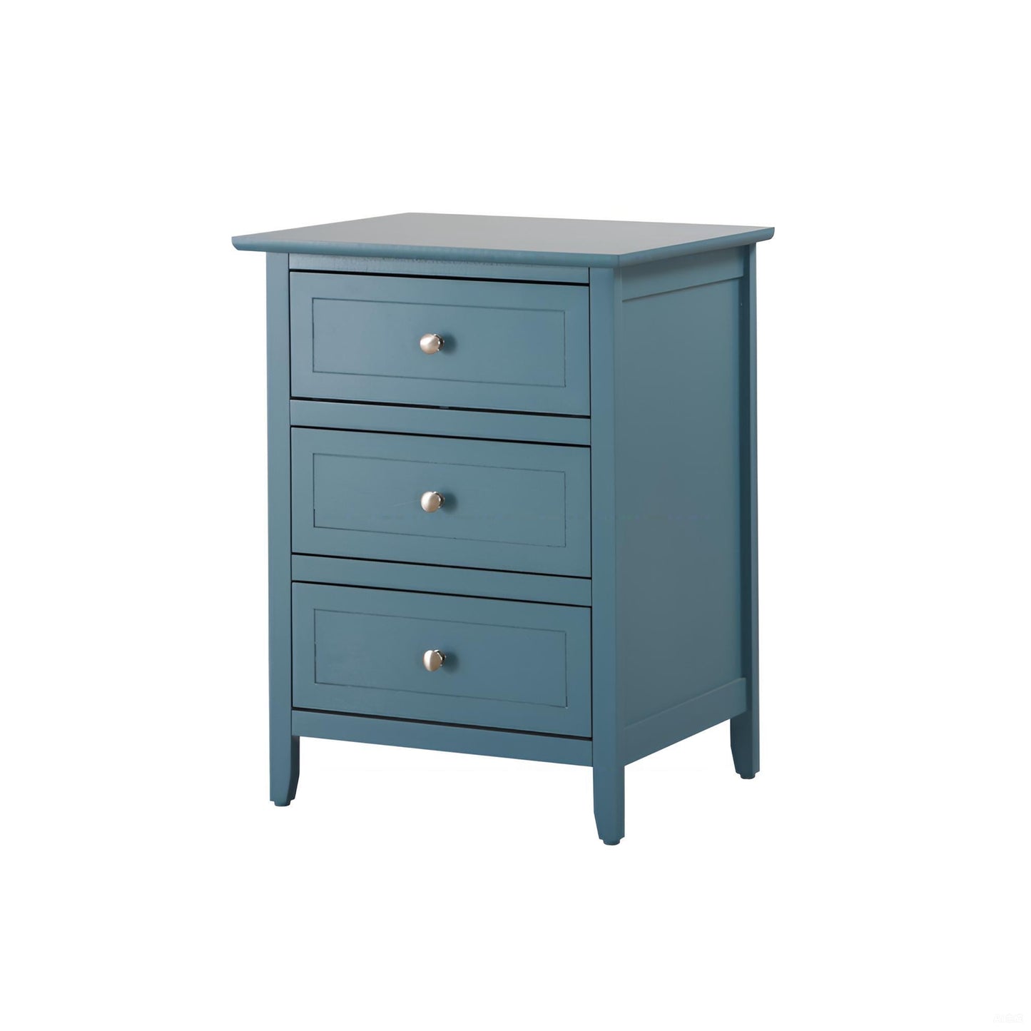 Teal Accent Nightstand - Modern Bedside Table with Storage