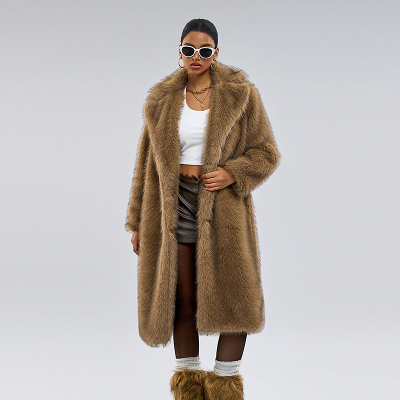 Extended Faux Fur Overcoat